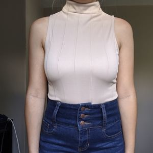 Dynamite funnel neck ribbed body suit BNWT